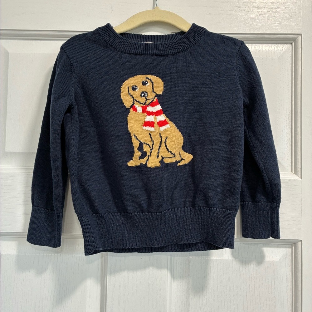 The Beaufort Bonnet Company Navy Sweater with Dog Design